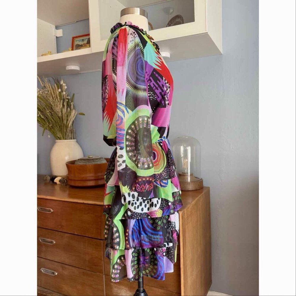 Desigual + M. Christian Lacroix Mesh Layered Dress Artsy Print - Picture 5 of 11